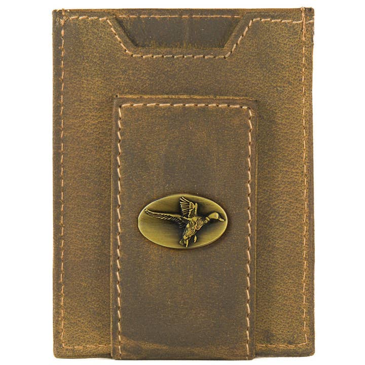 Mallard Vintage Tan Leather Magnetic Front Pocket Wallet for wholesale by Zep-Pro