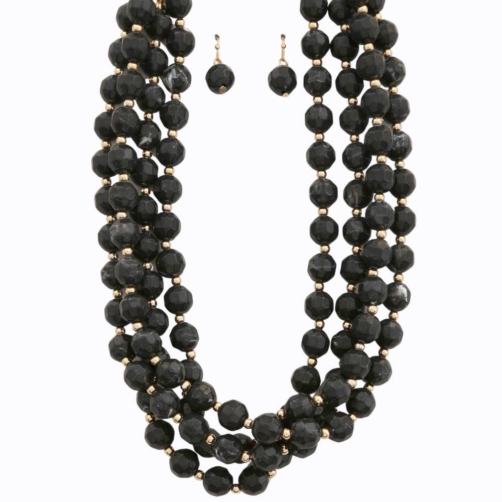 anbfashion - Wholesale Jewelry Set - MULTI STRAND NATURAL GEMSTONE BEADED NECKLACE SET N142485