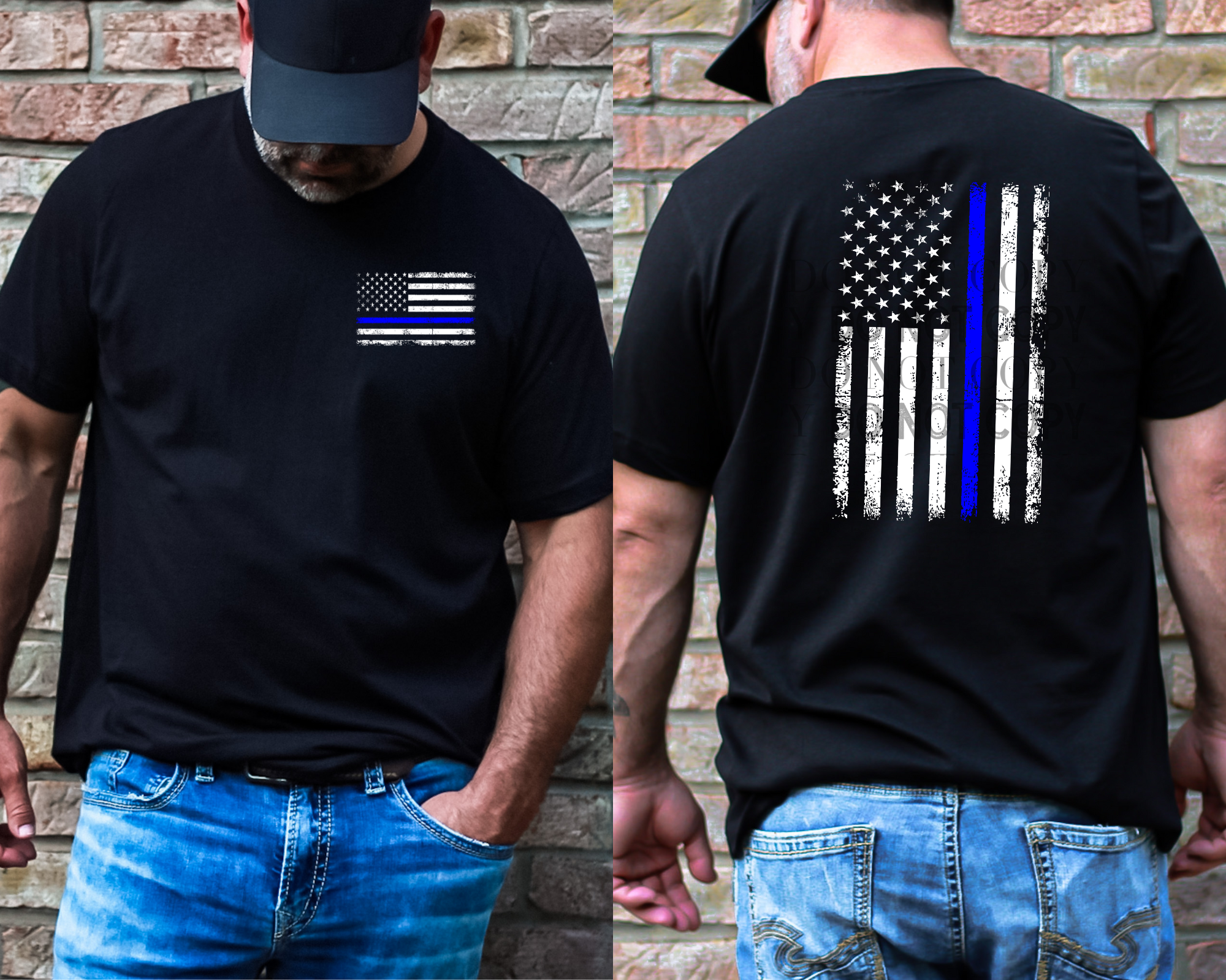 Cash & Drix Wholesale - Wholesale T-Shirt (Graphic) - Women's - Law Enforcement - Blue Line Flag0