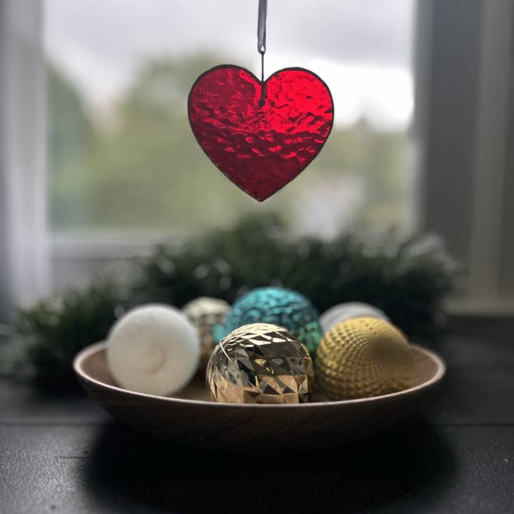 The Grandparent Gift Co. Inc. - Wholesale Ornament - When A Cardinal Sings Memorial Stained Red Glass Heart 4900