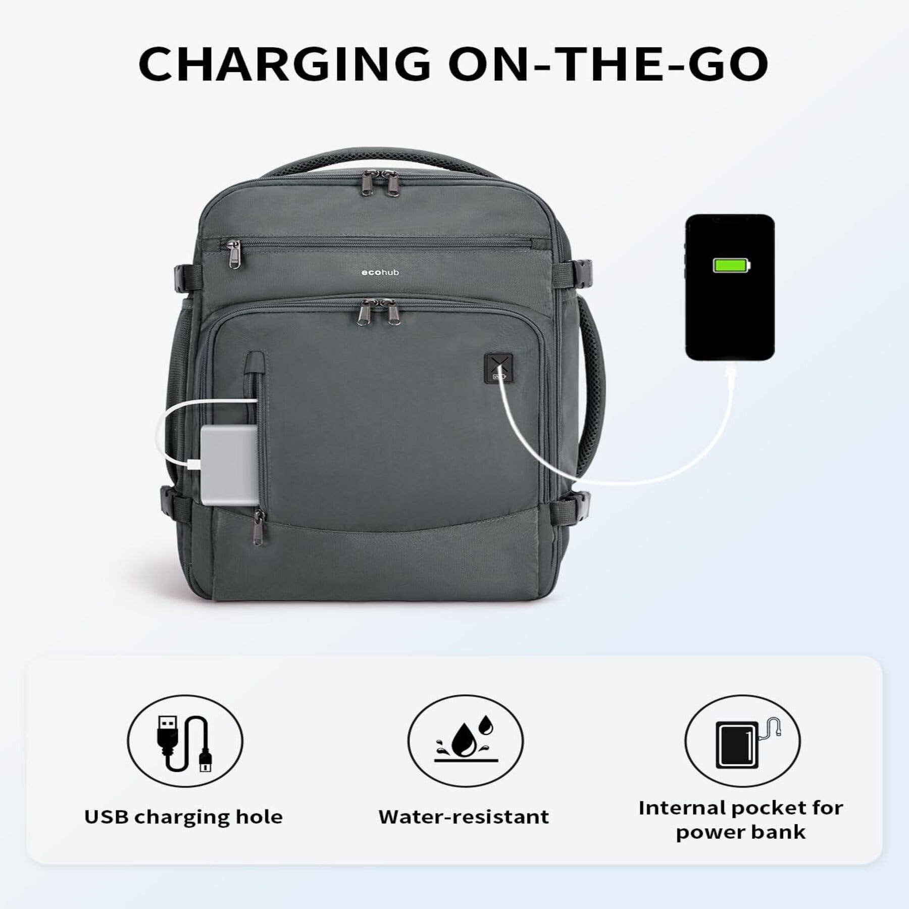 wandf - Wholesale Backpack – Unisex - ECOHUB 30L Flight-Approved Backpack USB Charging Port Bags14