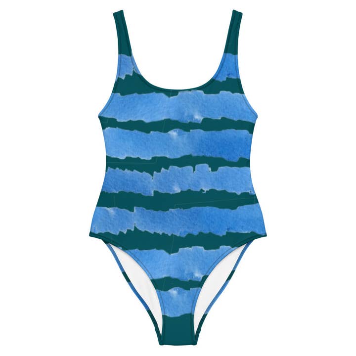 Blått och grönt tryck One-Piece Baddräkt för wholesale av Craftmerce Inc