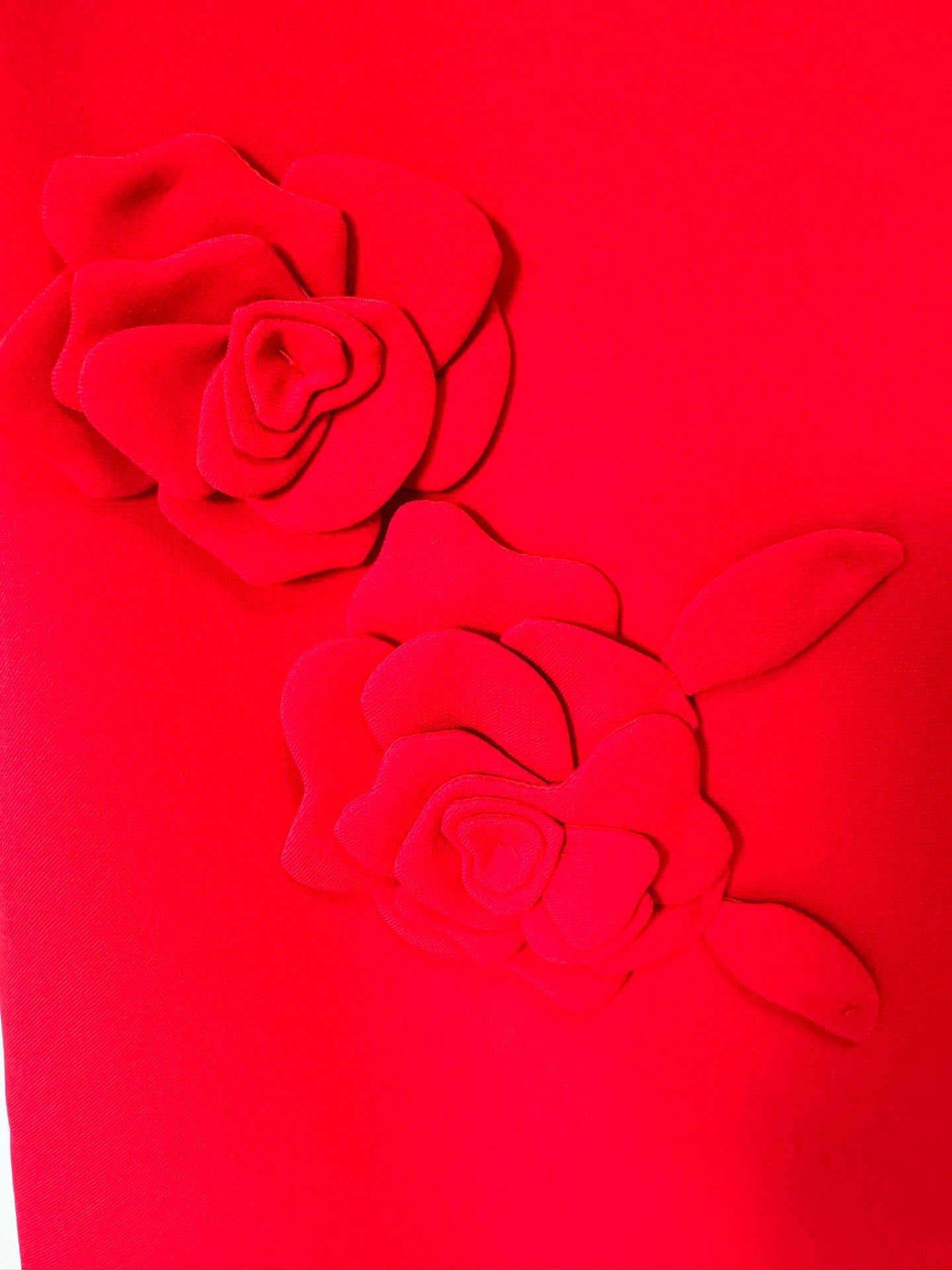 Rød DR330L Chic 3D Blomstret Rød Kjole - Kortærmet Elegance for engroshandel på Faire8