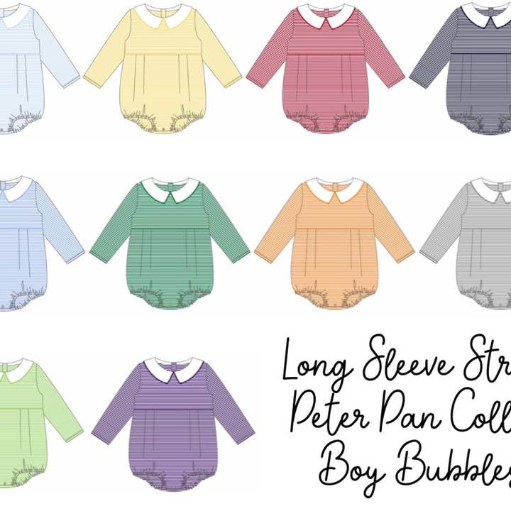 Knit Stripe Long Sleeve Peter Pan Collar Bubble - BOY for wholesale by Bayou Blanks