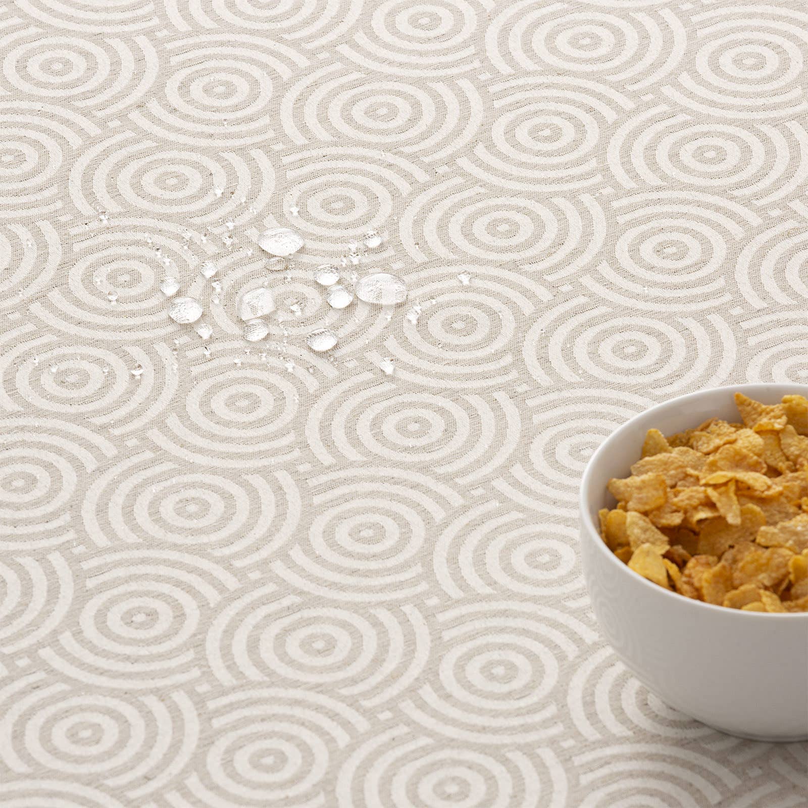 GAMUSI - Venta al por mayor Manteles - Mantel impermeable jacquard algodón circulos RING23