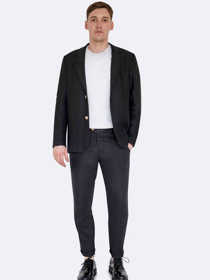 Harrison Skræddersyet Linnedblazer (Sort) for engroshandel hos VADU Linen