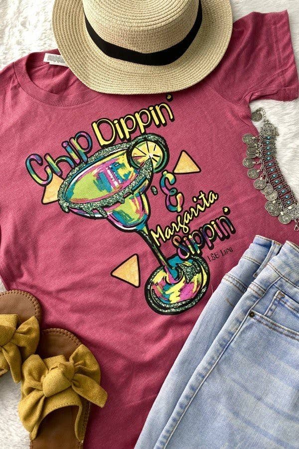 L&B Life - Wholesale Screen Printed T-Shirt - Women's - BC Chip Dippin' & Margarita Sippin' Cute, Drinkin1