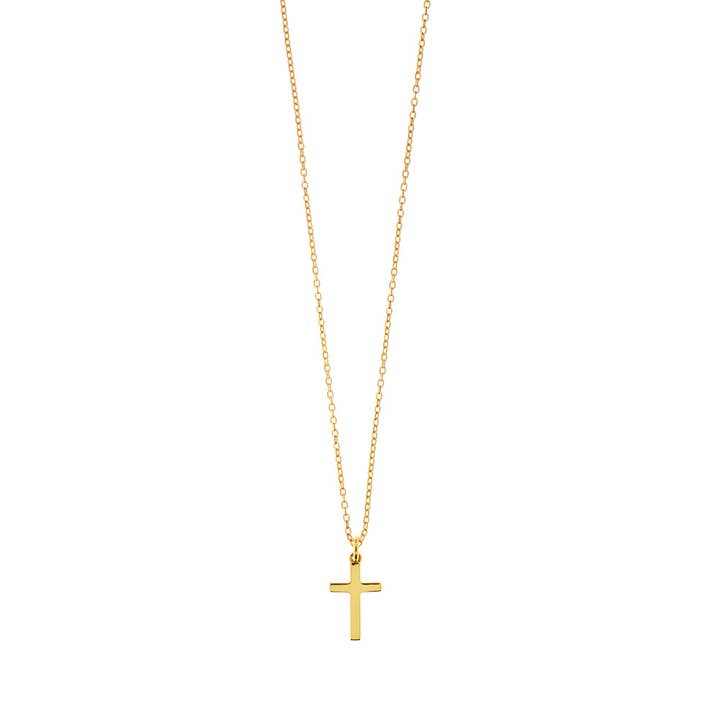 18K yellow gold plated cross necklace for wholesale by Leaf Jewelry