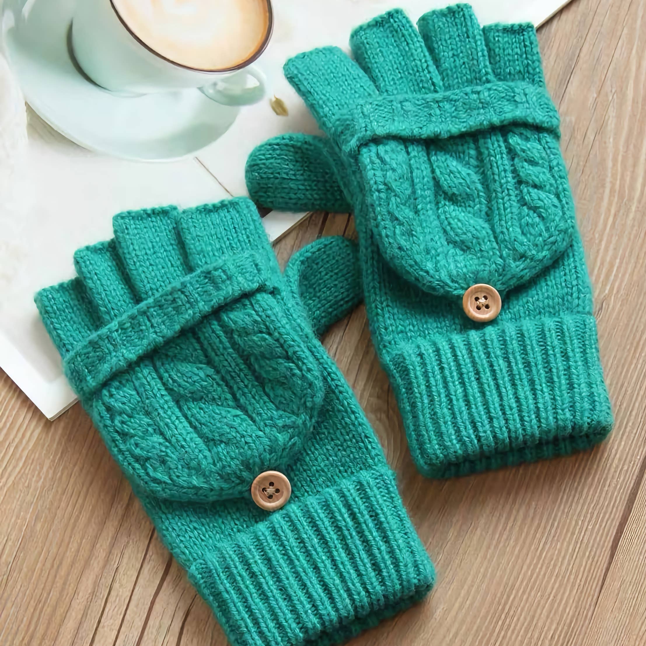 Happy Knits - Wholesale Gloves - Women's - Flip-Cover Wool Gloves for Women - Fingerless Winter Gloves8