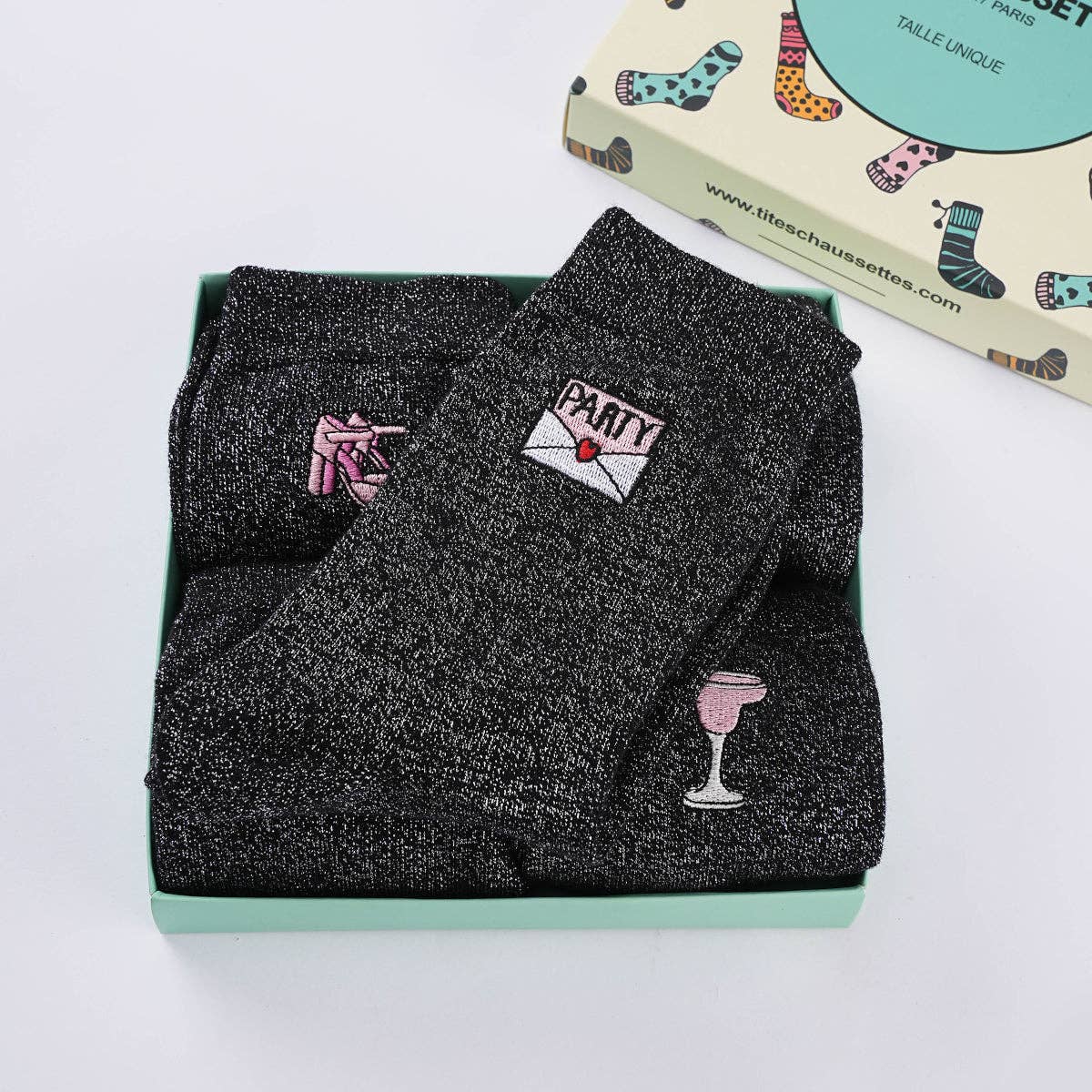 Tites Chaussettes - Wholesale Socks - Women's - High Glitter Party Socks for Women I 35-415