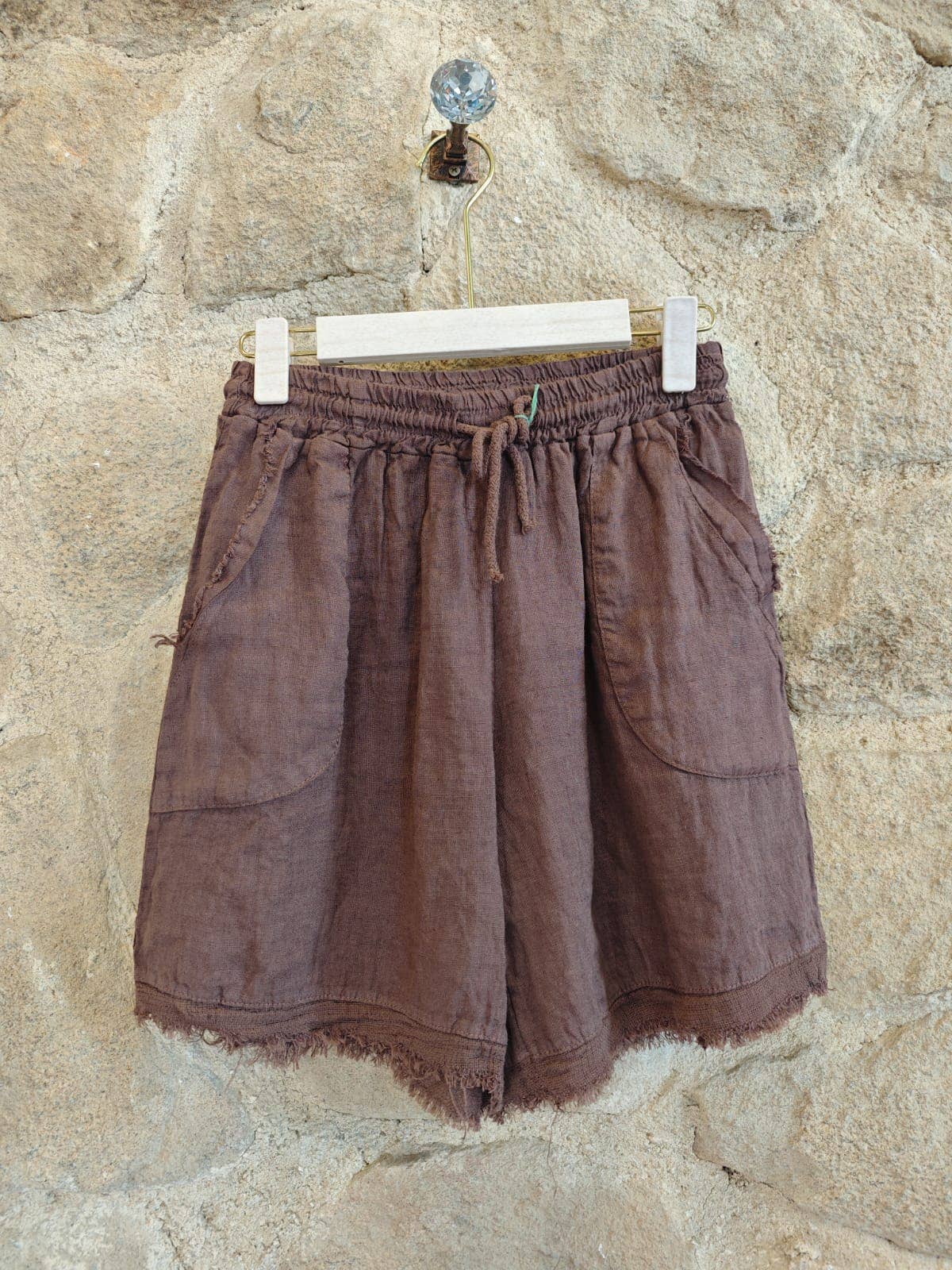 Linen & More – Engroshandel Shorts – Kvinder – REF 6261 hørshorts med frynser og to lommer, 100 % hør13