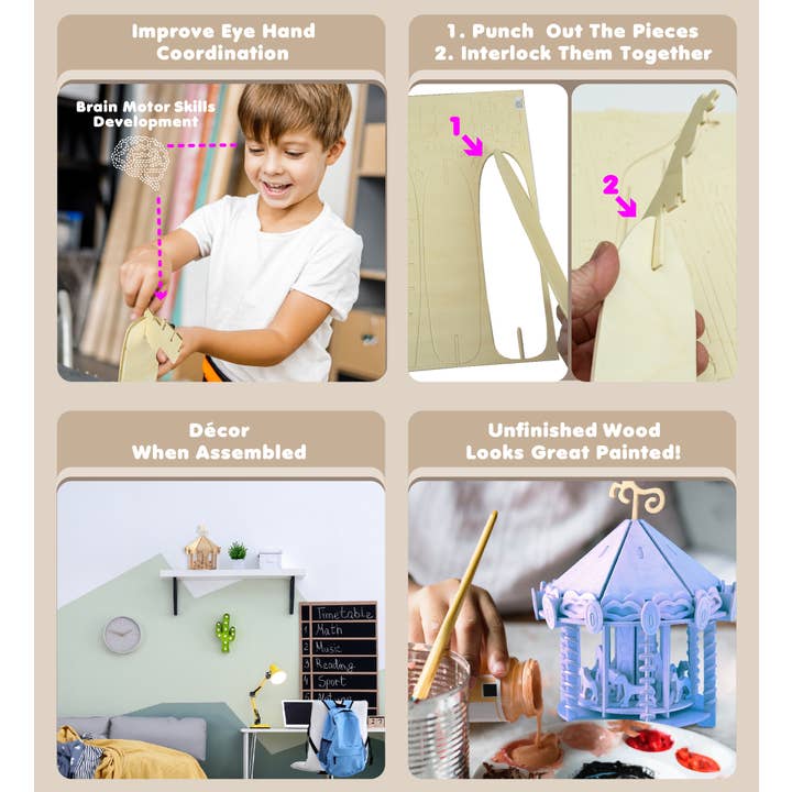 Cota Global - Wholesale Puzzle - Kids - 3D Puzzles - Carousel