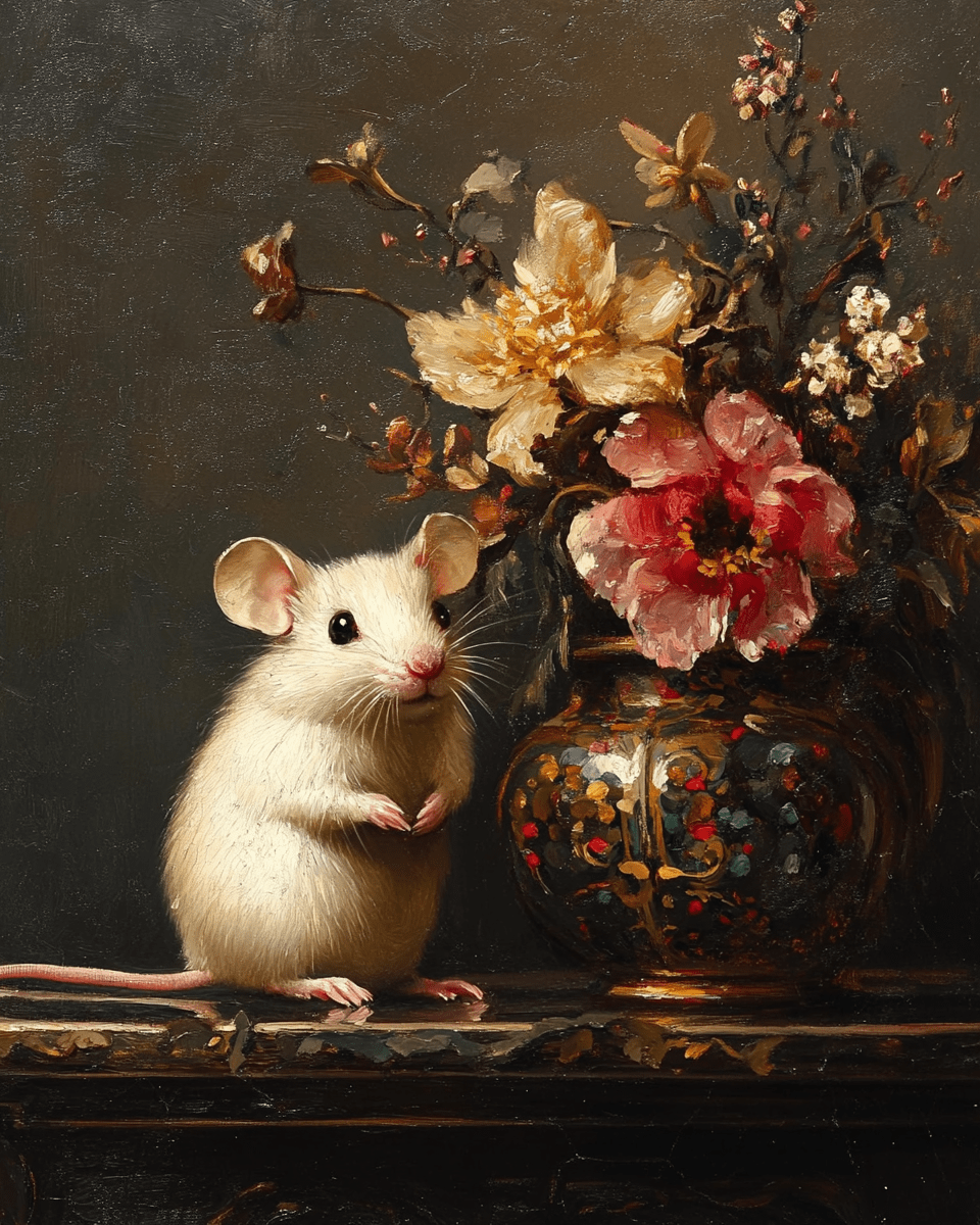 Mowbi – wholesale Konsttryck – Vintage Vit Mus - Djur Stilleben Väggkonsttryck – 8″x10″ Konstverk för 11″x14″ Ram0