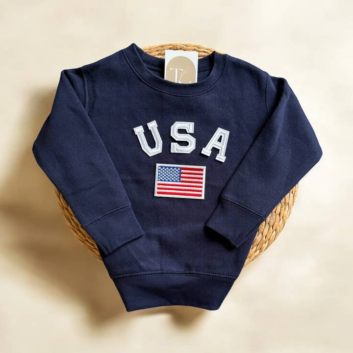 USA Flag Toddler Sweatshirt for wholesale by Threads And Needles, INC.