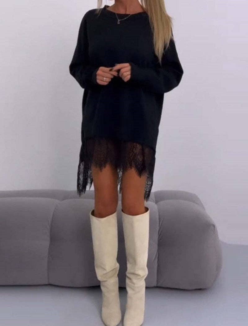 Masyal – Engroshandel Kjole - Dame – Falsk todelt oversized sweaterkjole2