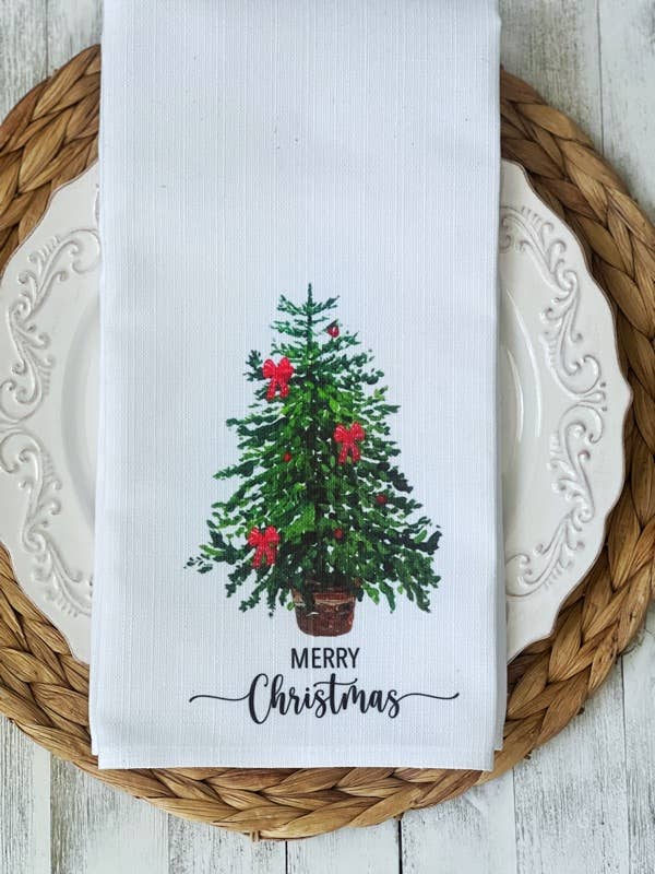 Vintage Christmas Tree Tea Towel for wholesale by Prince Design