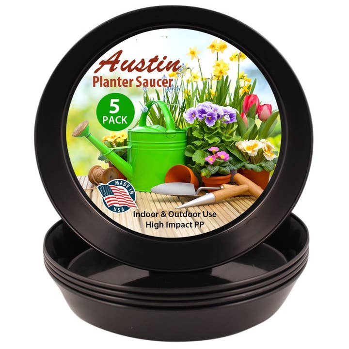 Austin Planter - Wholesale Plant Pot - Plant Saucers - Black PP, Heavy Duty, Indoor or Outdoor