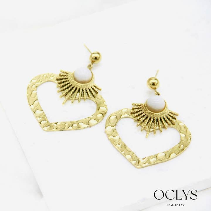Oclys - Wholesale Dangle Earrings - Moderna stainless steel heart drop earrings