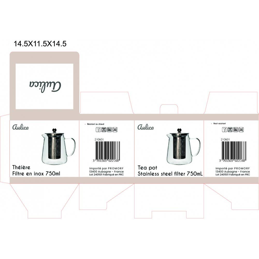 AULICA – wholesale Tea pot – 750ml teapot with stainless steel filter3