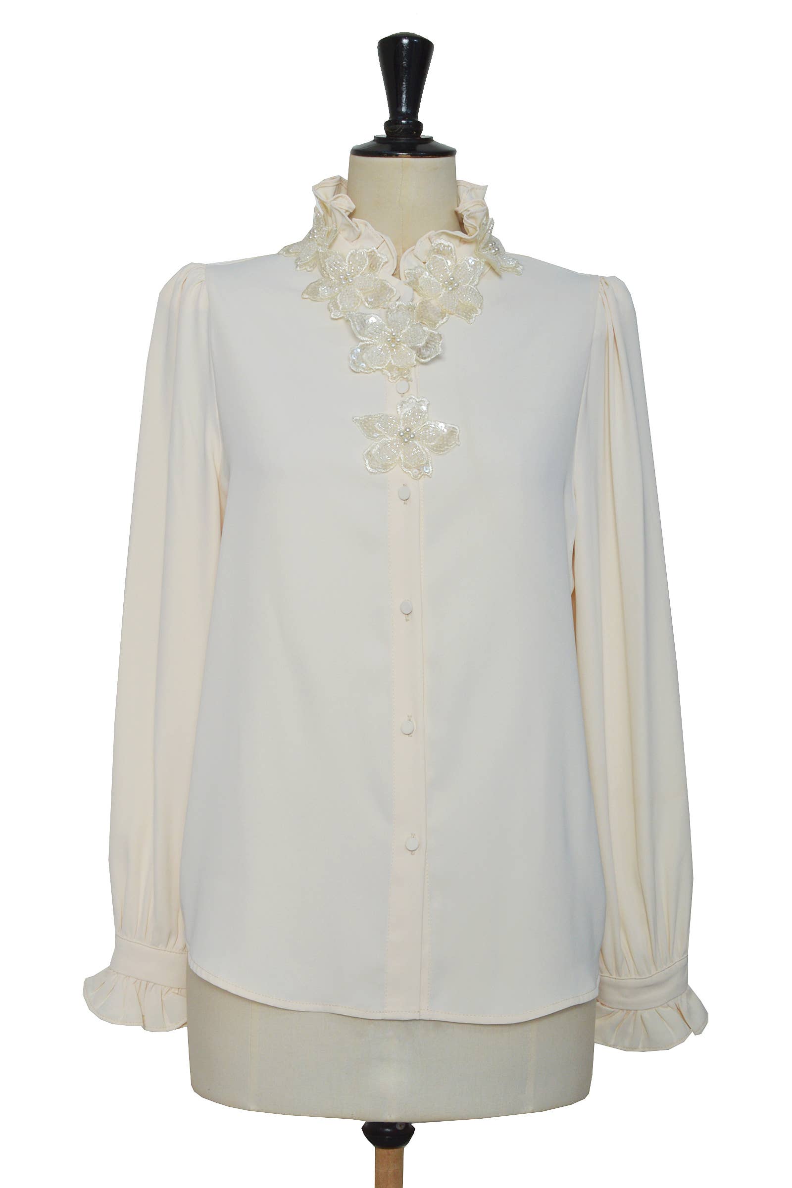 ELLI WHITE - Wholesale Button Down Shirt - Women's - Shirt with embossed floral collar7