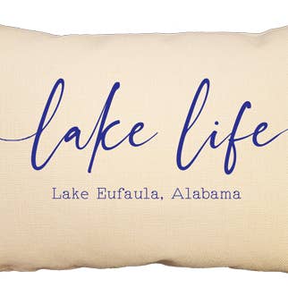 Familiar Goods - Wholesale Sign - Lake Life - 12" x 18" Natural Linen Lumbar Pillow