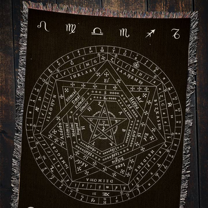 Celestial Summoning Circle Diagram Woven Throw Blanket for wholesale by Killer Goods • Woven Blankets, Gifts, Home Decor