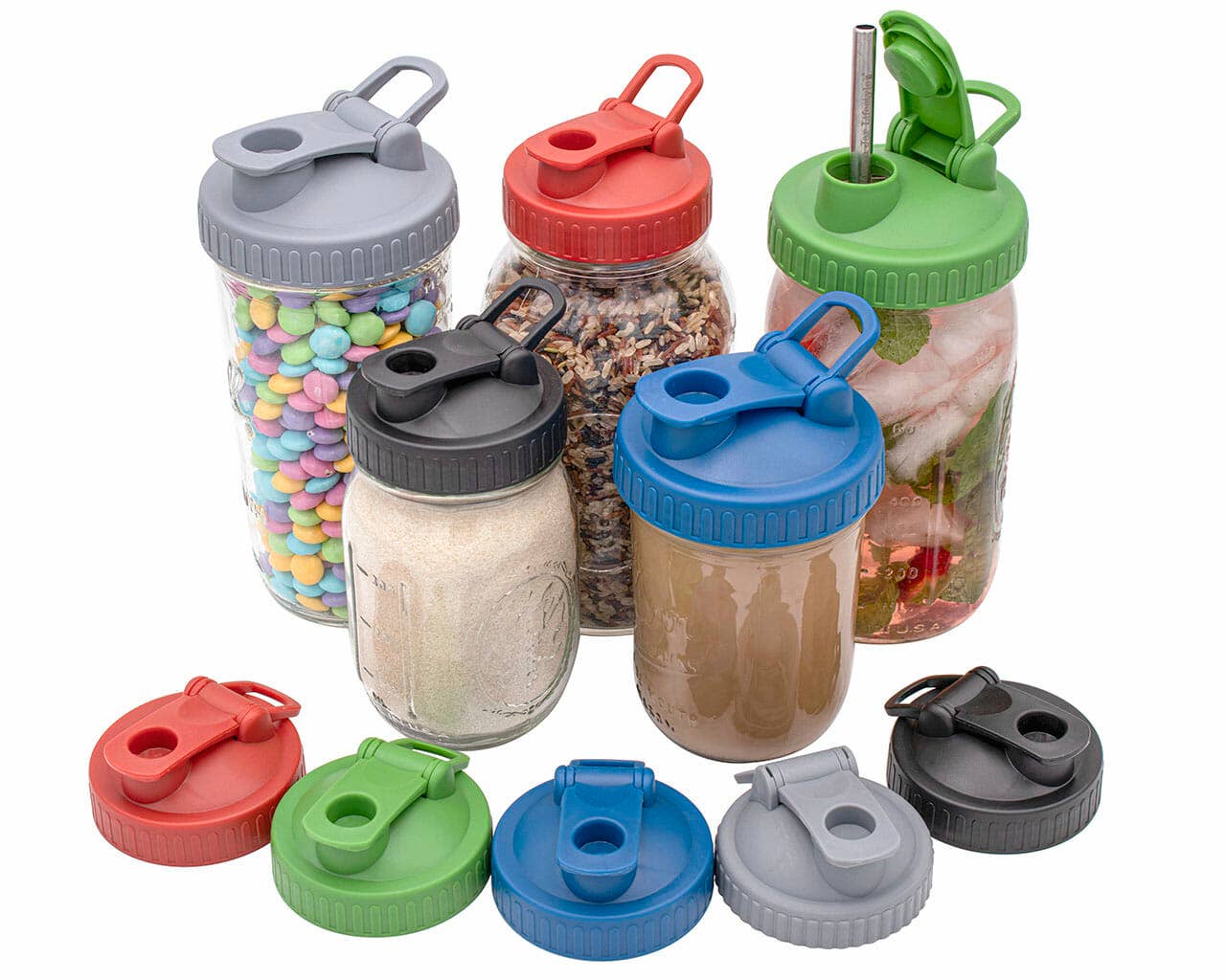 Mason Jar Lifestyle - Vente Boîtes de conservation - Couvercle verseur et stockage avec boucle de transport pour bocaux Mason4