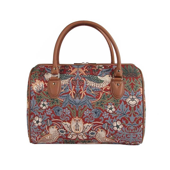 SignareArt - Wholesale Weekender Bag - Women's - TRAV-STRD | WILLIAM MORRIS STRAWBERRY THIEF RED TRAVEL BAG WEEKEND GYM HOLDALL