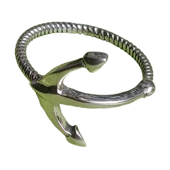 Anchor Style Solid 925 Sterling Silver Unisex Ring for wholesale by SILVER CAVE