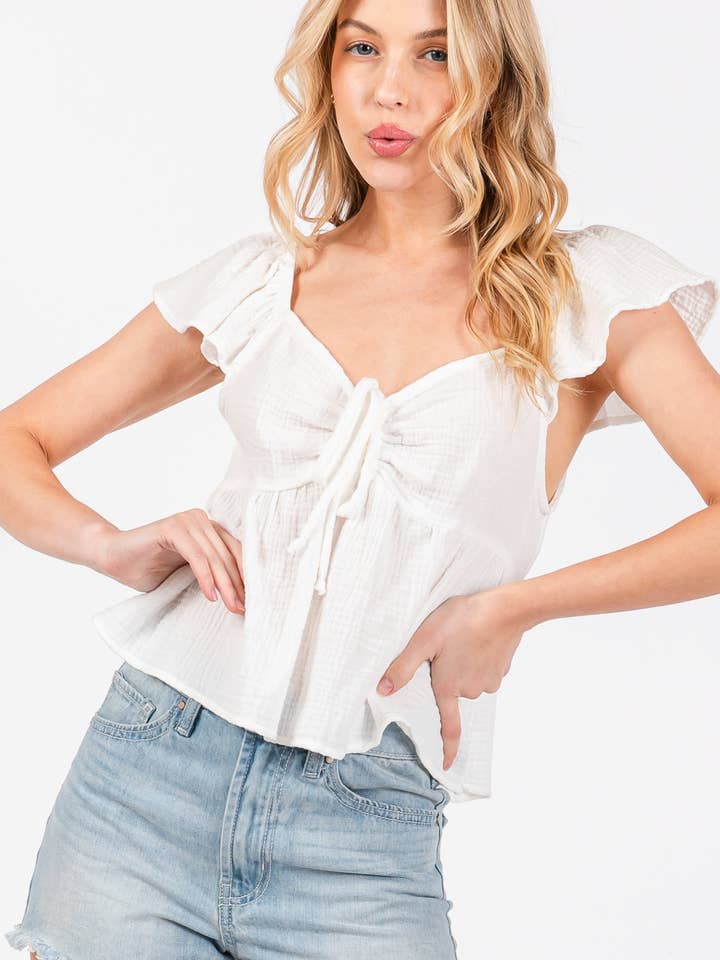 Top de Manga Flowy - NT31187 por atacado de Final Touch