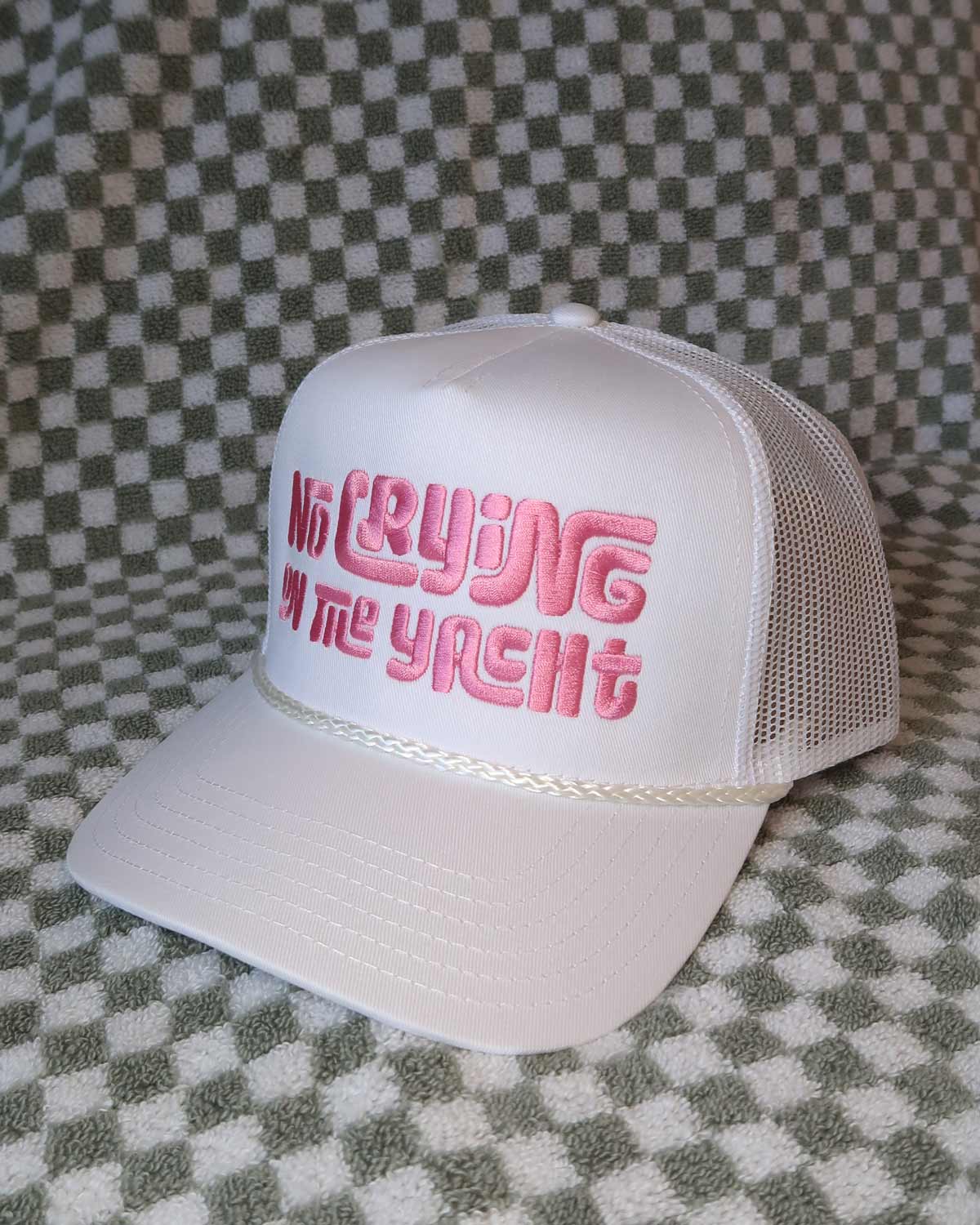 Sundrop - Wholesale Trucker Hat - Women's - No Crying on the Yacht White + Pink Rope Trucker Hat2