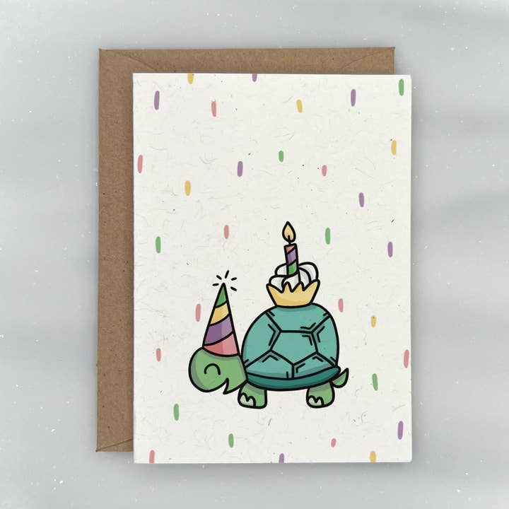 Party Animals - Birthday Gift Enclosure Card (Turtle) for wholesale by Lemon Doodle