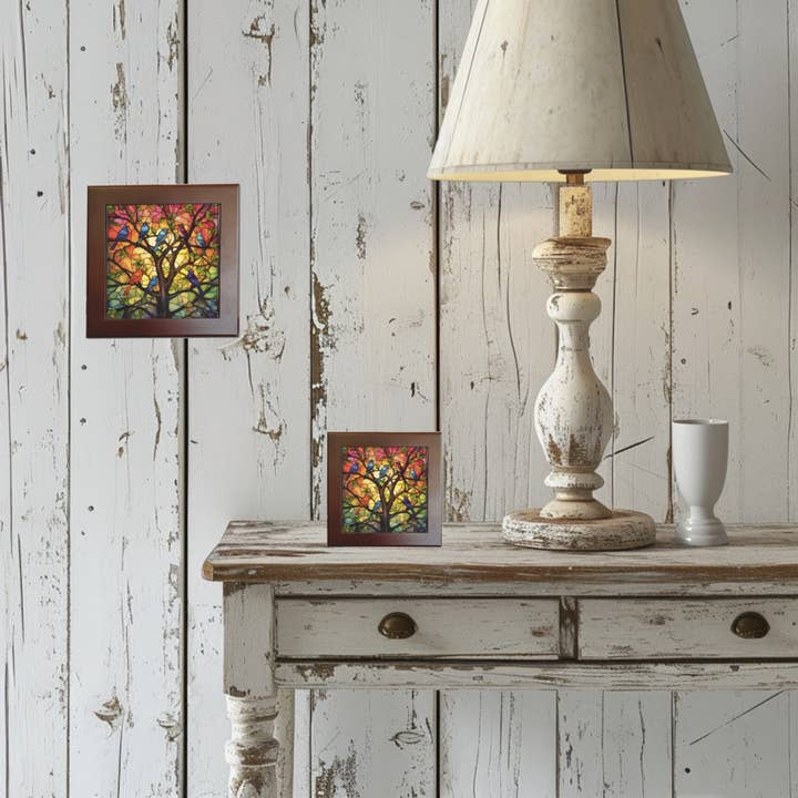 Peeping Tom's Cottage - Wholesale Wall Tile - Jesus - Embrace of Peace Stained Glass-Like Ceramic Tile - Serene Pastoral Art for Home