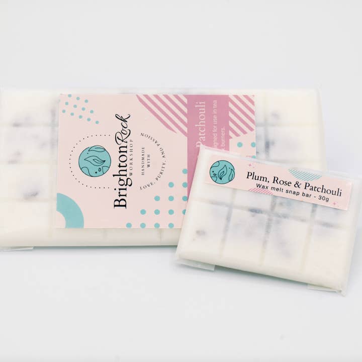 Plum, Rose & Patchouli Wax Melt Snap Bar for wholesale by Brighton Rock Workshop