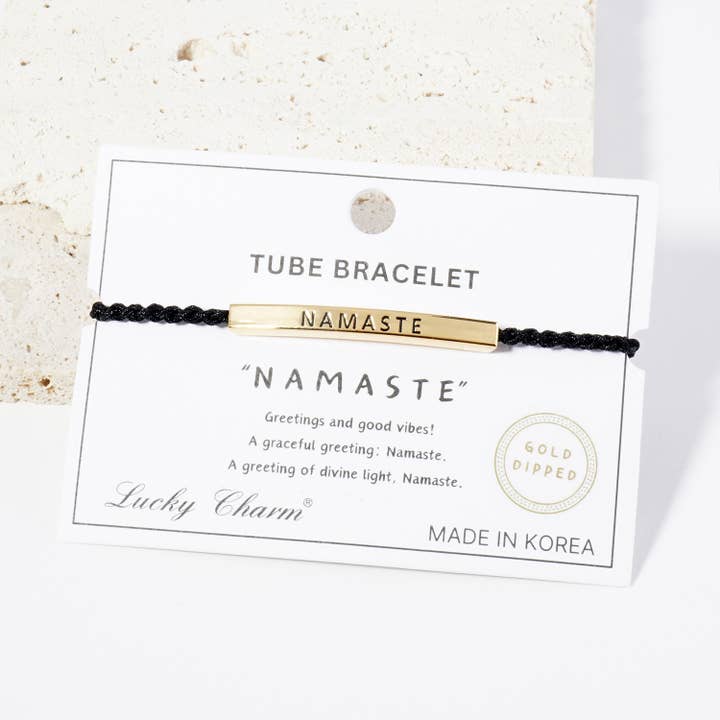 OHBOOBA DESIGN - Vente Bracelet de perles - Bracelet à barres tubulaires « Namaste » avec messages inspirants4