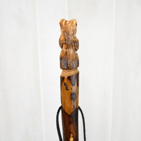 Creation Carvings LLC – wholesale Fitness equipment – Hand Carved Walking Stick, Bear Walking Stick - Grizzly Carving - Bear Stick - Hiking - Dark Wood4