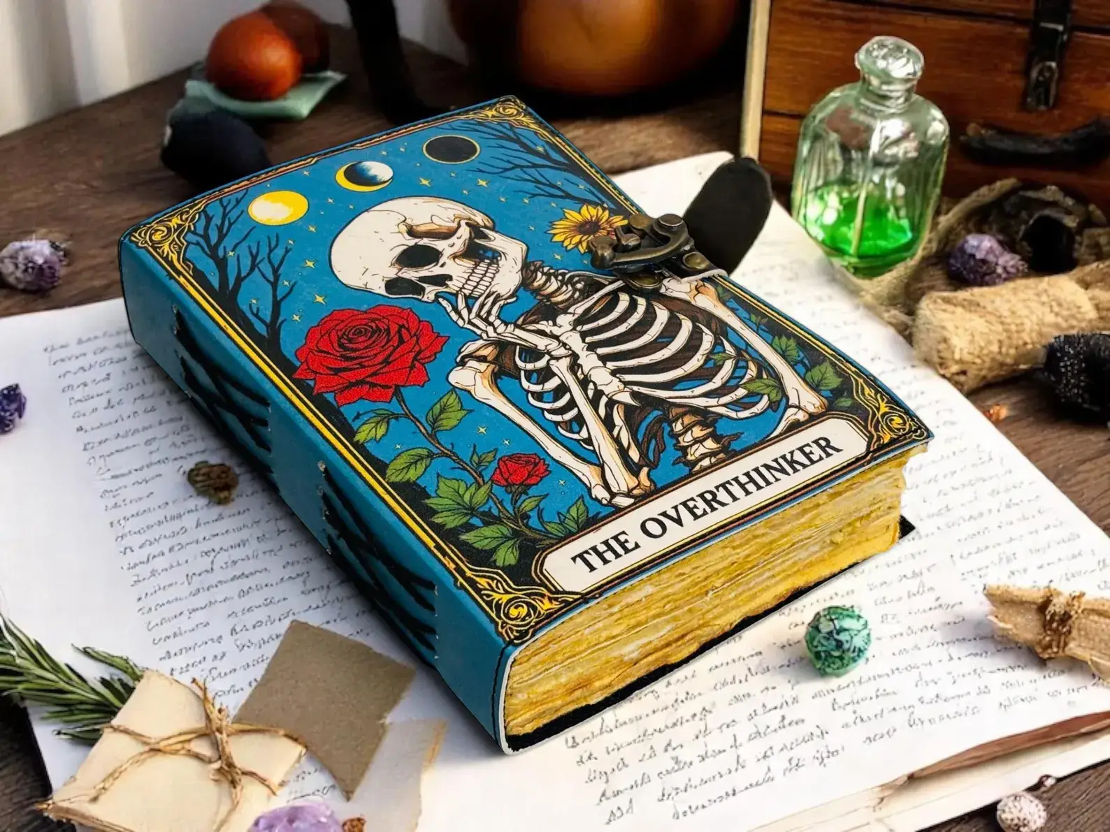 MNM HANDICRAFTS - Wholesale Journal/Diary - Overthinker Grimoire Leather Journal -Gothic Tarot Notebook 2