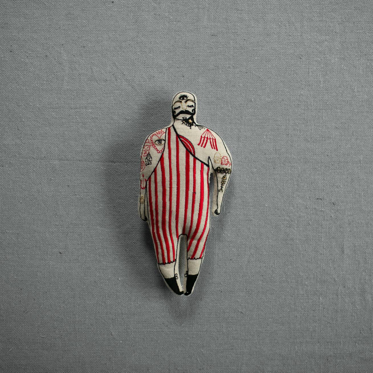 Skippy Cotton - Wholesale Doll - Kids - Tattooed Strong Man, Cotton-Filled Art Doll, Embroidered