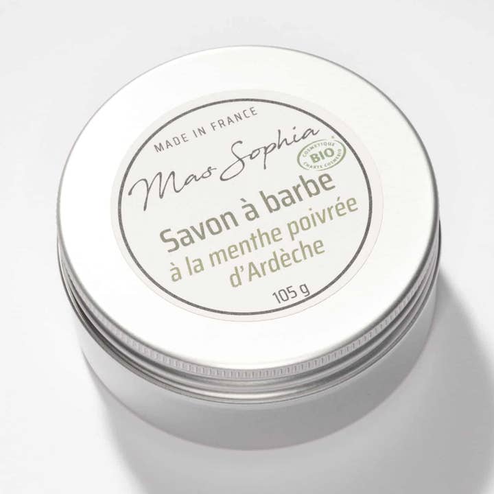 PEPPERMINT SHAVING SOAP ALUMINUM TIN CERTIFIED ORGANIC for wholesale by MAS SOPHIA