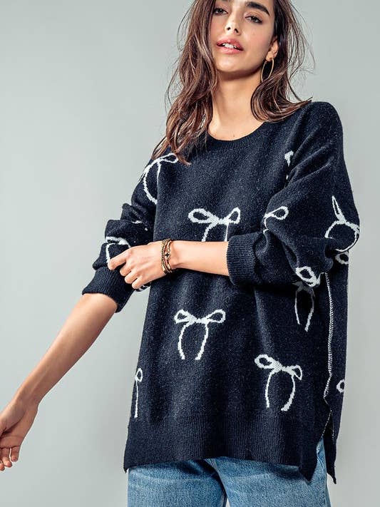 Urban Daizy - Wholesale Knit Sweater - Women's - Flirty Bow Knit Sweater