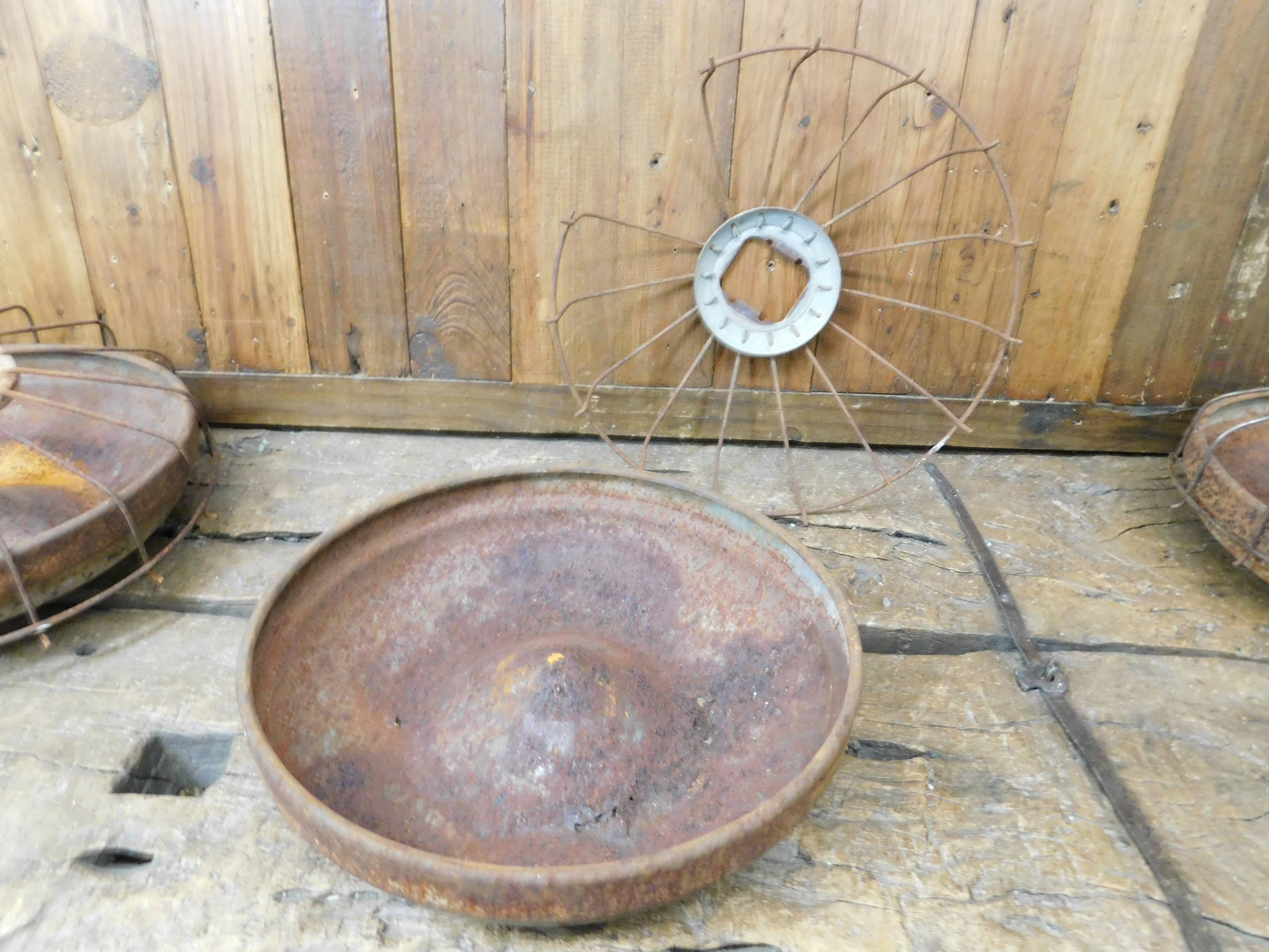 My Amigos Imports - Wholesale Decorative Plate/Dish/Bowl - Vintage Metal Chicken Feeders-Storage-Display-Rustic-Antique6