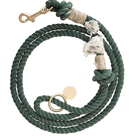 Dark Green Boho Chic Rope Leash for wholesale by Glow Pups