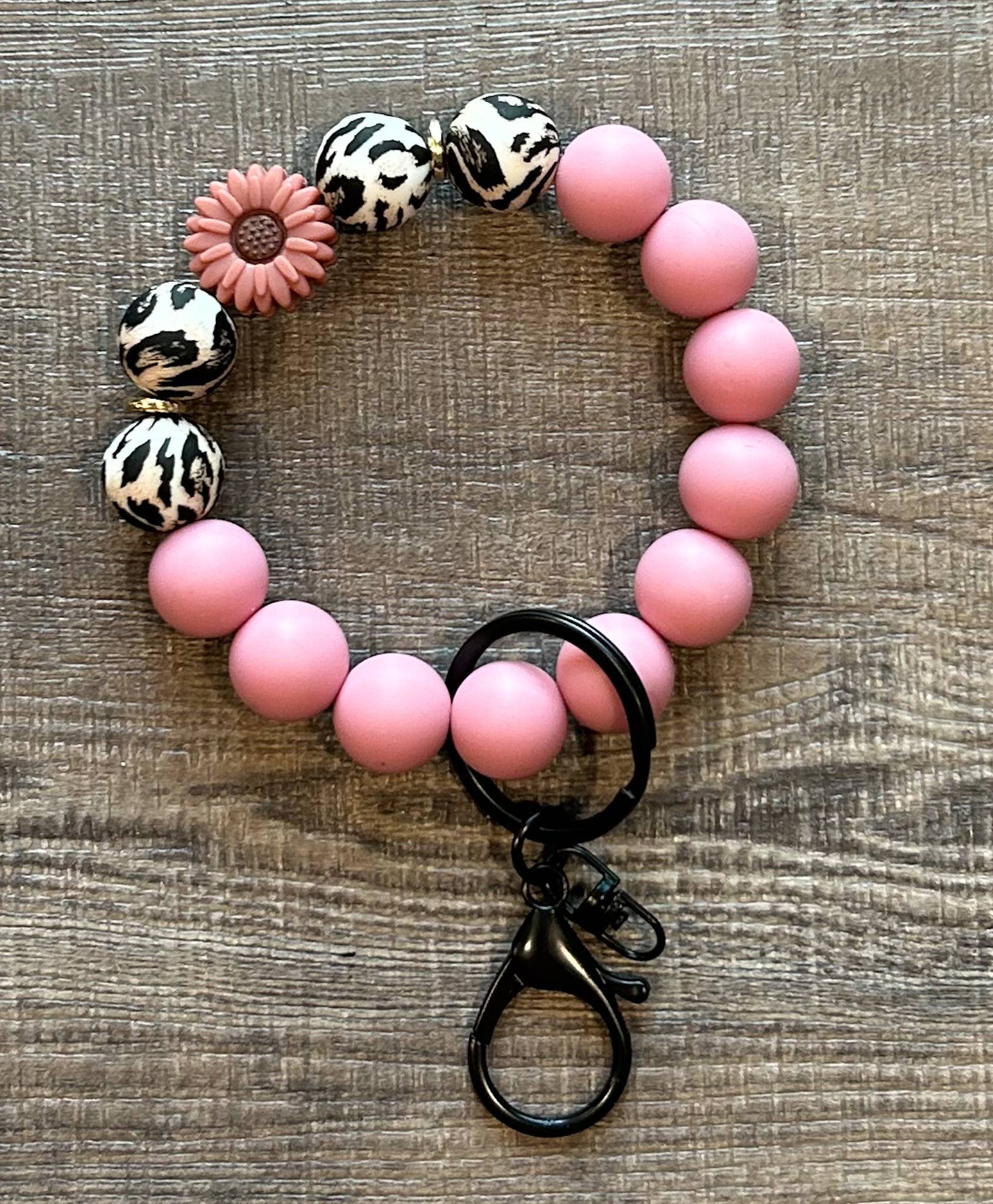 JILLIAN INK LLC - Wholesale Keychain Bracelet - Floral Flower Silicone Bead Wristlet Keychain4