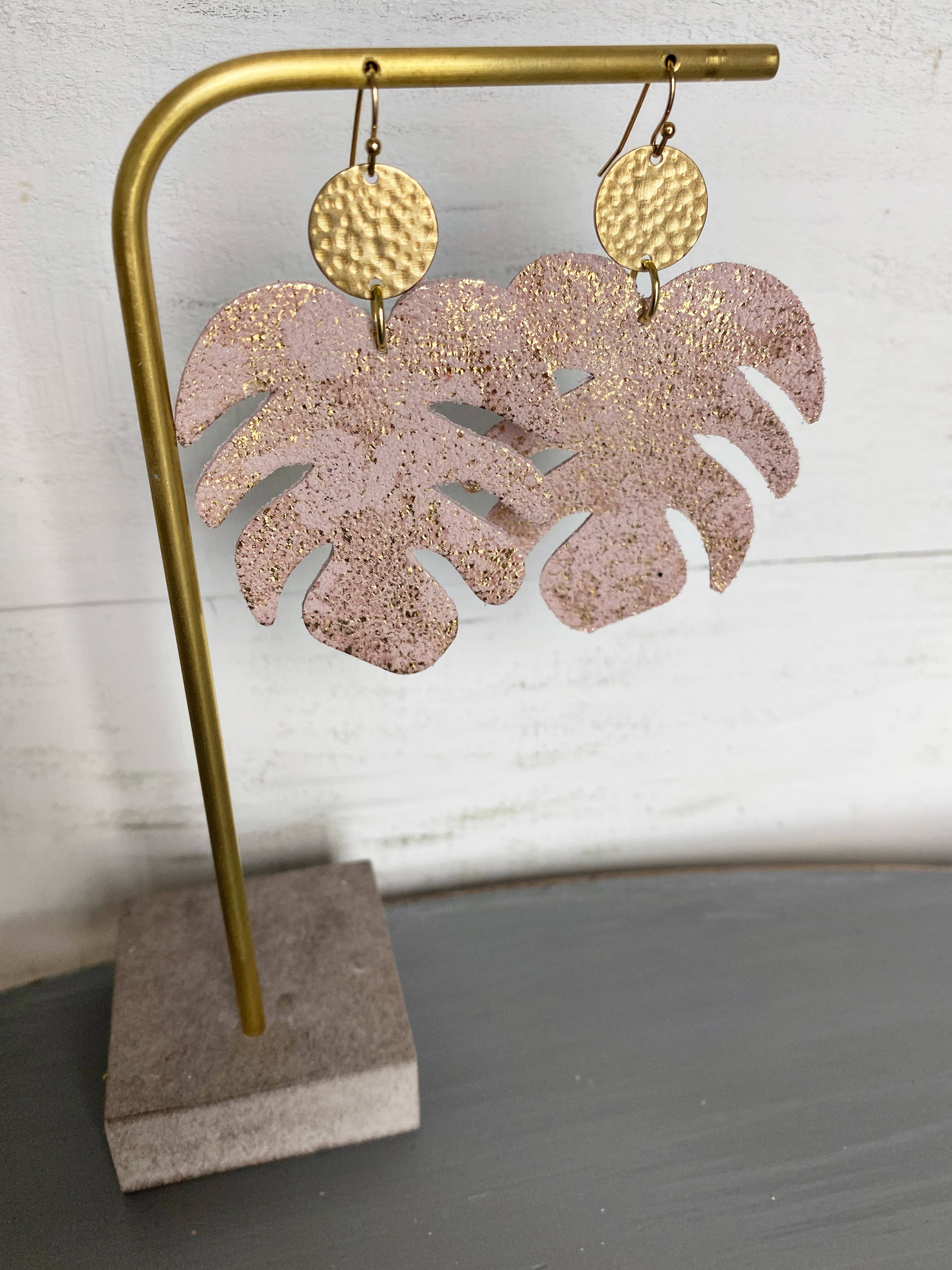 The Supply Society - Wholesale Dangle Earrings - Monstera Leaf Leather Hook Earrings4