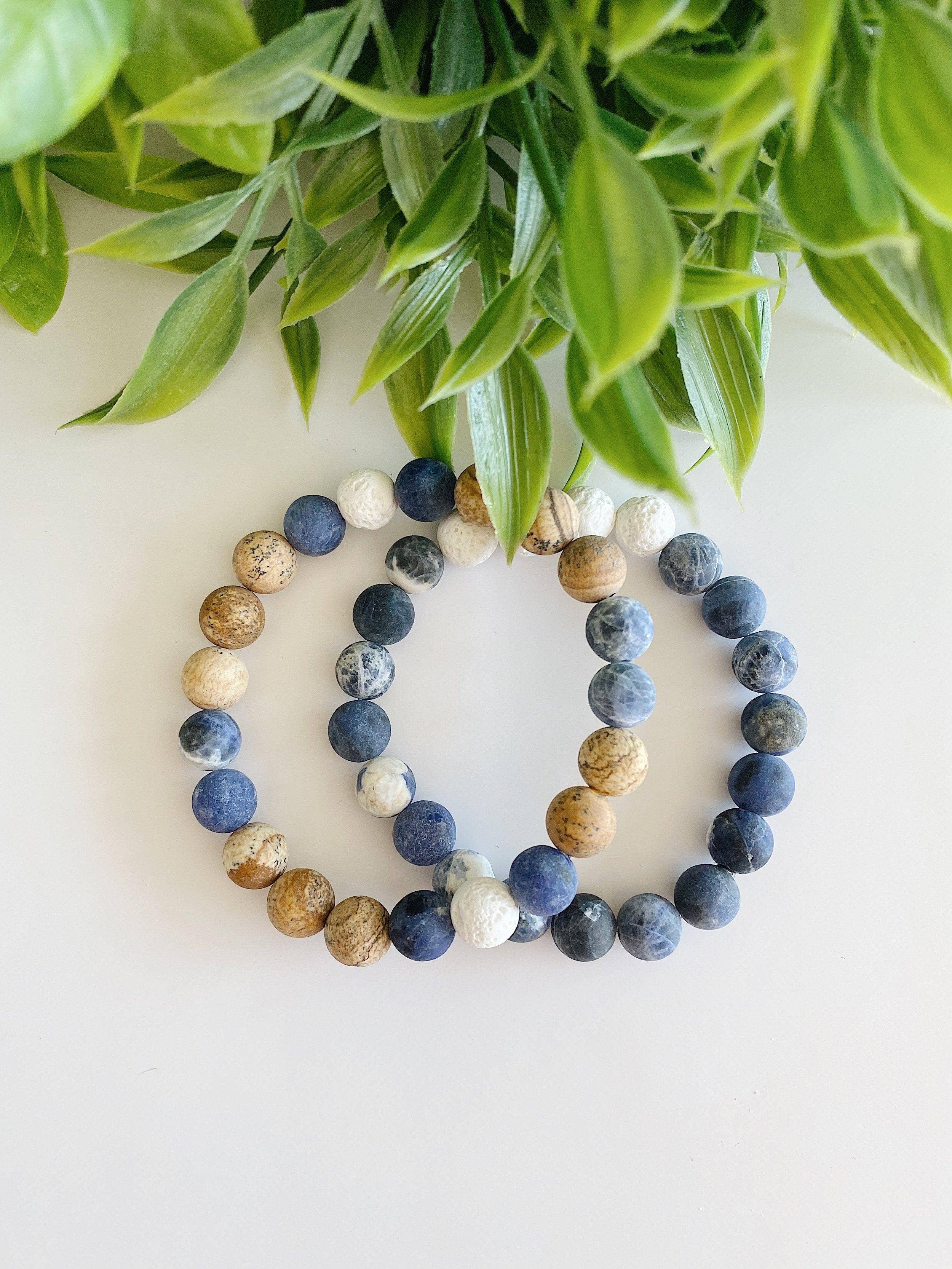 REMOVED BRAND – wholesale Pärlarmband – Sodalit+ Jasper pärlstav diffusor armband - 8 MM Set2