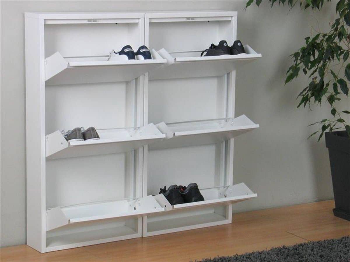 WDMT - Wholesale Shoe Rack - Metalen schoenenkast 6 - deurs - set van 2 | Mat wit2