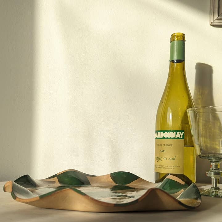 Rosie Gore - Wholesale Platter - Green Wavy Check Serving Platter3