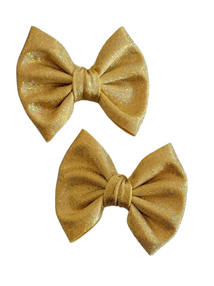Savannah Bow PIGGIES Set-Holographic Gold for wholesale by Dainty Delights Creations