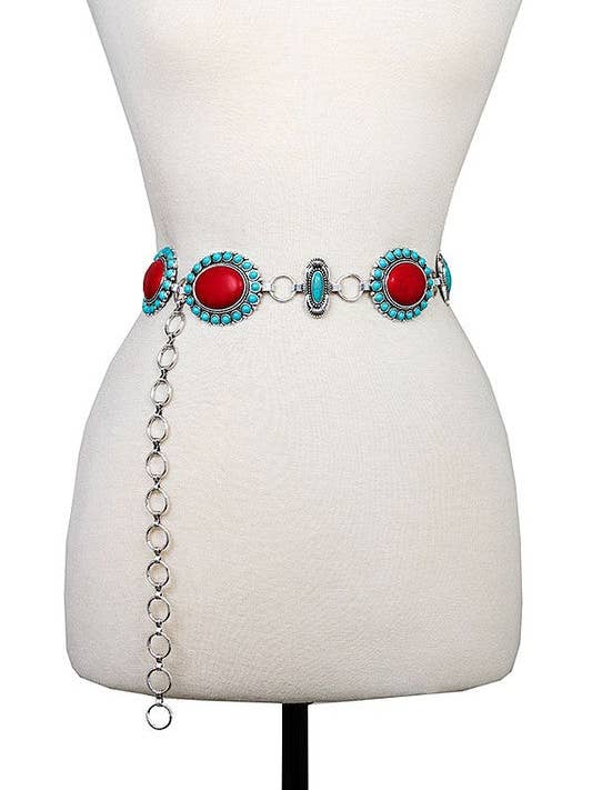 CEINTURE OVALE À MAILLONS ORNÉS DE PIERRES PRÉCIEUSES pour la vente par Andrea Bijoux