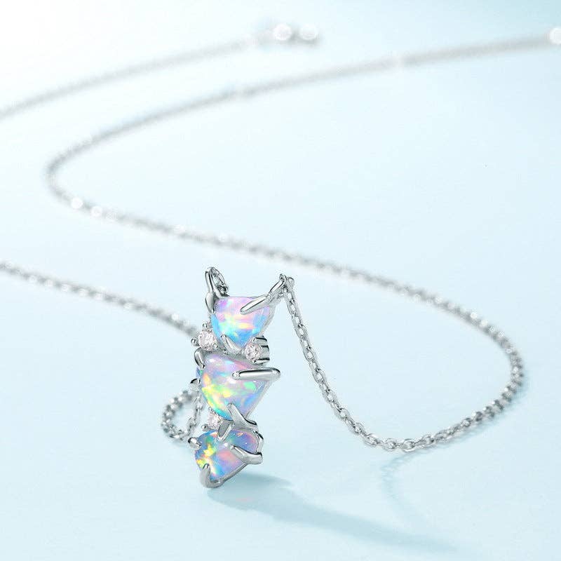 Perimade & Co. LLC - Wholesale Pendant/Charm Necklace - Three Stone Opal Pendant Necklace in 925 Sterling Silver1